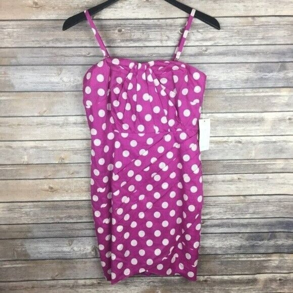 Anthropologie Leifsdottir Cotton Strapless Dress Pink & White Polka Dot Size 4 ? - Picture 7 of 7